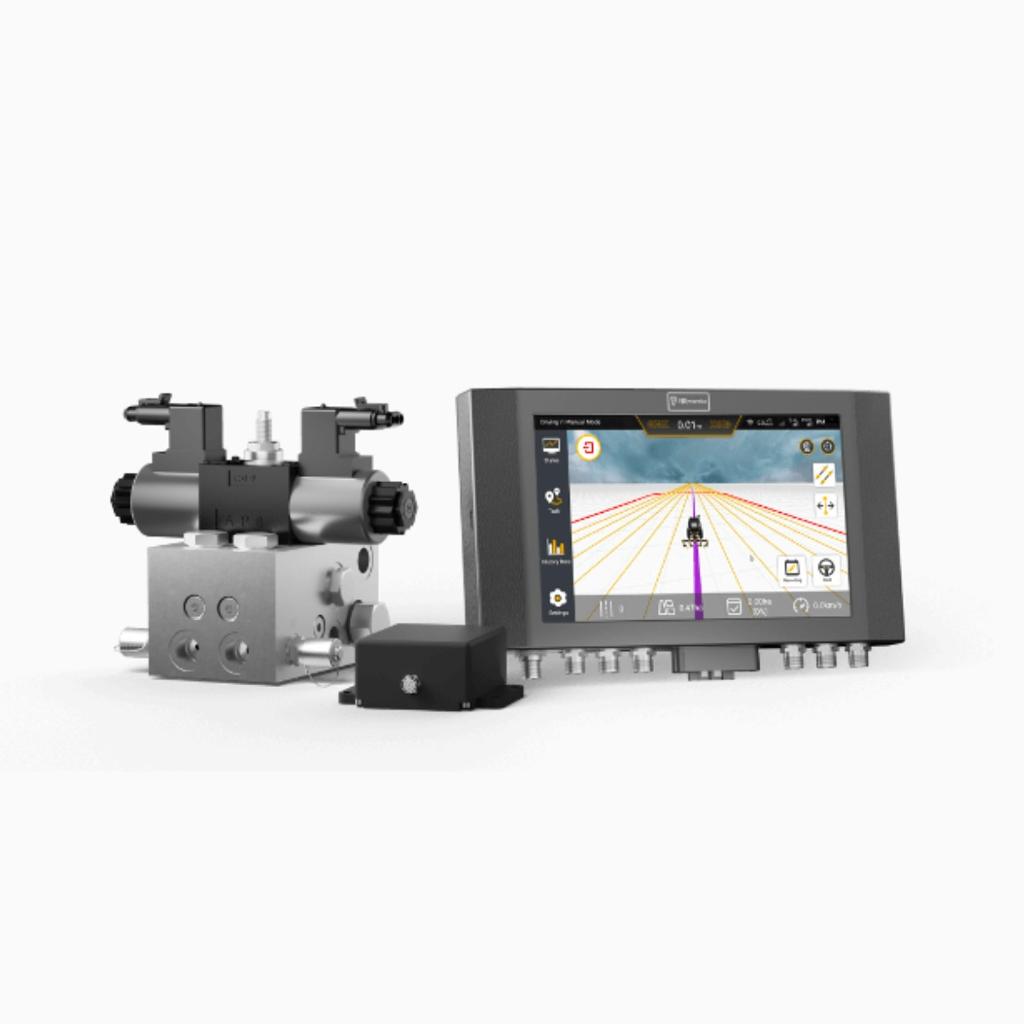 FJD AH1 Hydraulic Autosteering Kit Drawing upon GNSS technology, the AH1 Hydraulic Autosteering Kit empowers agricultural machinery to effectively regulate steering oil, achieving 2.5 cm steering accuracy. Its robust force and quick responsiveness make it the perfect fit for large agricultural machinery that requires significant steering power, enhancing both accuracy and efficiency in field operations.