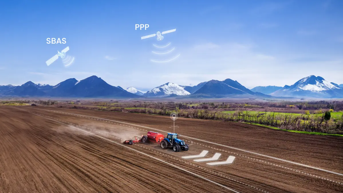 In addition to general GNSS services, the agricultural guidance system can deliver 10-20 cm accuracy utilizing PPP (Galileo & Beidou supported), and 20-50 cm accuracy by SBAS without the need for network or base station infrastructure. Additionally, exceptional positioning accuracy of 2.5 cm can be achieved through RTK with network or base station.